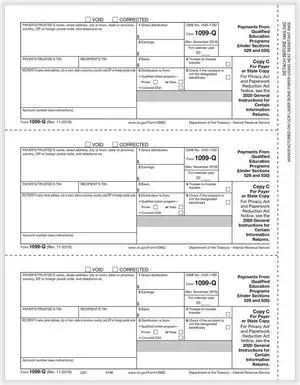 1099-Q Qualified Tuition Payments Payer or State Copy C Cut Sheet (100 Sheets/Pack)