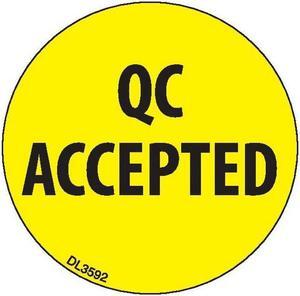 2" diameter QC Accepted labels (500 per Roll)