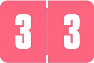 Digi Color DXNM Compatible Numeric "3" Labels, Laminated Stock, 1-5/8" x 15/16" Individual Numbers - Roll of 250