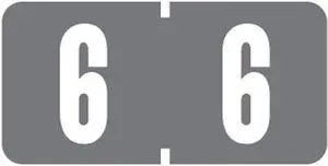 Tab Compatible Mini Numeric "6" Labels, Vinyl Kimdura Stock, 1/2" X 1" Individual Numbers - Roll of 1000