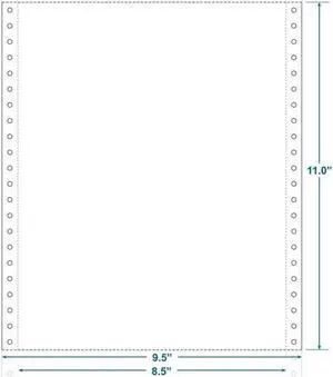 9-1/2" x 11" (W x H) Continuous 20# Computer Paper, Blank-No Perf (Carton of 2600)