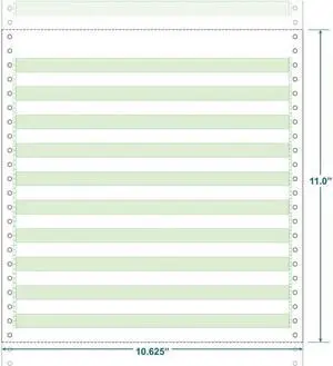10-5/8" x 11" (W x H) Continuous 20# Computer Paper, 1/2" Green Bar (Carton of 2700)