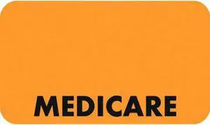 Insurance Labels, MEDICARE - Fluorescent Orange, 1-1/2" X 7/8" (Roll of 250)