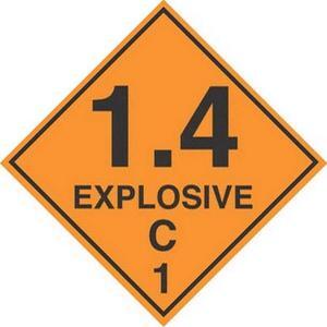 4" x 4" 1.4 Explosive C D.O.T. Class 1 Hazard Labels (500 per Roll)