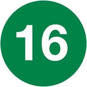 3" Diameter Number 16 Circle Labels (500 per Roll)