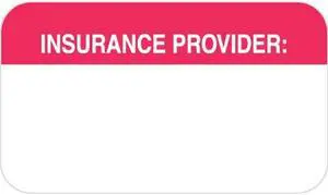 Insurance Labels, INSURANCE PROVIDER - Red/White, 1-1/2" X 7/8" (Roll of 250)