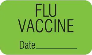 Chart Labels, FLU VACCINE - Fl Green, 1-1/2" X 7/8" (Roll of 250)