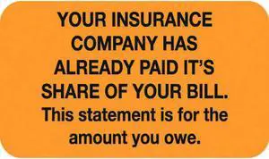 Billing labels, Amount you owe, Fluorescent Orange, 1-1/2" x 7/8" (Roll of 250)
