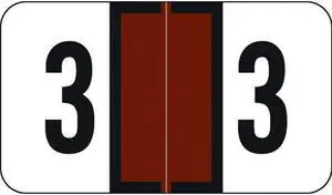 Traco Compatible Numeric "3" Labels, Laminated Stock, 1/2" X 1" Individual Numbers - Roll of 500