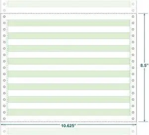 10-5/8" x 8-1/2" (W x H) Continuous 20# Computer Paper, 1/2" Green Bar (Carton of 2700)