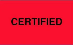 1-3/8" x 2" Certified Labels (500 per Roll)