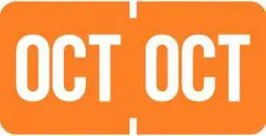 Tab Compatible "Oct" Month Labels, Vinyl Kimdura Stock, 1" X 1/2", Individual Months - Roll of 1000