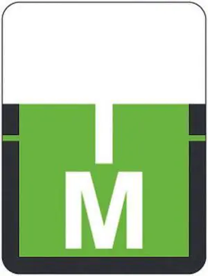 Tab A1307 Top Tab Compatible Labels "M", Vinyl Stock, 1" X 3/4" Individual Letters - Rolls of 500