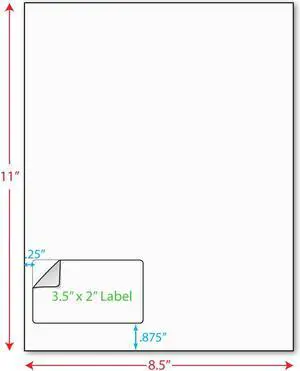 3-1/2" x 2" (3.5" x 2") Integrated Laser Label Form Sheets, 1 Label Left Edge (Carton of 1000)
