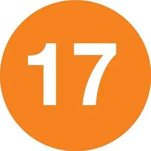 1" Diameter number 17 circle labels (500 per Roll)