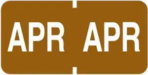 Tab Compatible "Apr" Month Labels, Vinyl Kimdura Stock, 1" X 1/2", Individual Months - Roll of 500