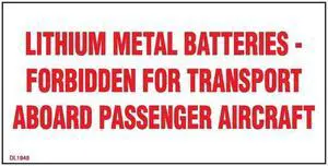 2" x 4" Lithium Metal Batteries - Forbidden for transport aboard passenger aircraft Labels (500 per Roll)