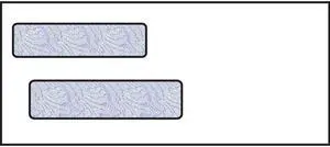 3-3/4 x 8-5/8, Double Window Envelope, 24# White Wove, Blue Woodgrain Inside Tint, (Box of 500)