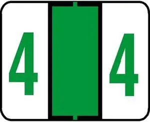 Jeter 6100 Compatible Numeric "4" Labels, Laminated Stock, 15/16" X 1-5/8" Individual Numbers - Roll of 500
