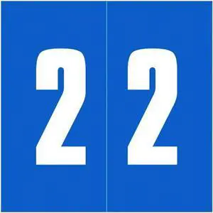 Ames Compatible "2" Numeric Labels, Laminated Stock, 1-7/8" X 1-7/8" Individual Numbers - Roll of 1000