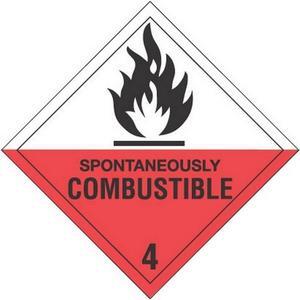 4" x 4" Spontaneously Combustible D.O.T. Class 4 Hazard Labels (500 per Roll)