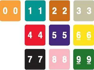 Sav-Tyme 1700 Compatible Numeric Labels, Laminated Stock, 1-1/2" X 1-1/2", Starter Set - 10 Rolls of 500