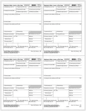 TFP W-2 4-Up Box Employers Copies 1/D, 1/D, 1/D, 1/D - Pack of 100