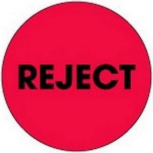 2" Diameter Reject Circle Labels (500 per Roll)