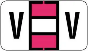 Jeter 0200 Compatible "V" Labels, Laminated Stock, 15/16" X 1-5/8" Individual Letters - Roll of 500