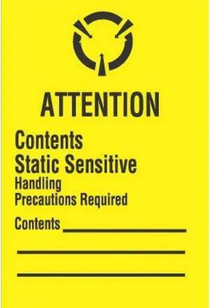 1" x 1-1/2" Attention Contents Static Sensitive Labels (500 per Roll)