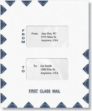 Portrait-Style Double Window Envelope, Moisture Seal, 9-1/2" x 11-1/2", Pack of 50