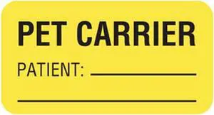 Pet Carrier Patient 1-5/8" x 7/8" Fl-Yellow Label (Roll of 560)