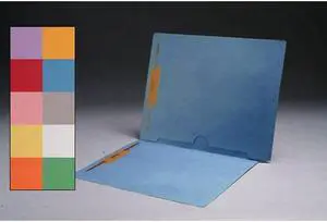 11pt Dark Blue Folders, Full Cut END TAB, Letter Size, Full Back Pocket, Fasteners Pos #1 & #3 (Box of 50)