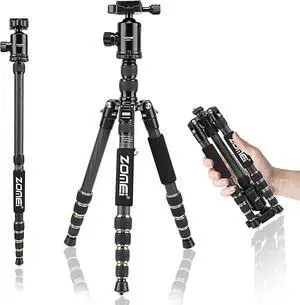 Z669C Carbon Fiber Portable Tripod with Ball Head Compact Travel for Canon,Sony, Nikon, Samsung, Panasonic, Olympus, Kodak, Fuji, Cameras and Video Camera