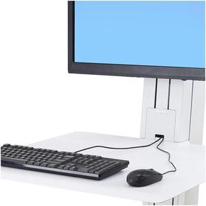 Ergotron 33-415-062 WorkFit-SR, 1 Monitor, Standing Desk Workstation (white), Sit-Stand Desk Attachment - Rear Clamp, Up to 24" Screen Size