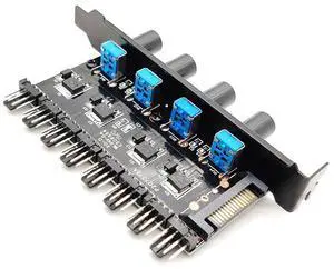 Enlabs PCIFANCO8SPR 8 Channel 3-pin 4pin Fan speed Controller w/ OFF Switch - 8 Fans RPM Speed Reduce Regulator by 4 Knobs w/ PCI Slot Cover - SATA 15pin to 8 Port 3 4Pin Case/CPU Fan Hub Splitter Enlabs PCIFANCO8SPR 8 Channel 3-pin 4pin Fan speed Controller w/ OFF Switch - 8 Fans RPM Speed Reduce Regulator by 4 Knobs w/ PCI Slot Cover - SATA 15pin to 8 Port 3 4Pin Case/CPU Fan Hub Splitter