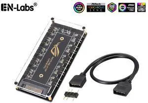 EnLabs AURA SYNC 5V 3-pin RGB 10 Hub Splitter w/ PMMA Case, SATA Power 3pin ARGB Adapter Extension Cable for 3Pin Addressable RGB LED Strip Lighting,Fans & Cooler- 1.64ft Extension Cable Included EnLabs AURA SYNC 5V 3-pin RGB 10 Hub Splitter w/ PMMA Case, SATA Power 3pin ARGB Adapter Extension Cable for 3Pin Addressable RGB LED Strip Lighting,Fans & Cooler- 1.64ft Extension Cable Included