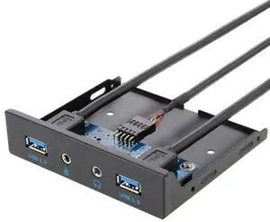3.5" Internal Floppy Bay Front Panel Motherboard Mainboard USB 3.0 20Pin Header to 2 Port USB 3.0 Female Hub Adapter Bracket w/ HD Audio Mic Connector 3.5" Internal Floppy Bay Front Panel Motherboard Mainboard USB 3.0 20Pin Header to 2 Port USB 3.0 Female Hub Adapter Bracket w/ HD Audio Mic Connector