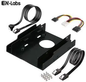 SSD Adapter Kit - 2PCS 18 inch SATA III Data Cable & Molex to 2 x SATA 15-pin Power Splitter w/ Dual Bay 2.5-Inch HDD/SSD to 3.5" Floppy Drive Bay Internal Hard Drive Adapter Plastic Mounting Bracket SSD Adapter Kit - 2PCS 18 inch SATA III Data Cable & Molex to 2 x SATA 15-pin Power Splitter w/ Dual Bay 2.5-Inch HDD/SSD to 3.5" Floppy Drive Bay Internal Hard Drive Adapter Plastic Mounting Bracket