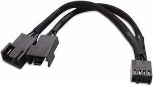 Black Net Jacket Sleeved 6 inch 1 to 2 Motherboard PWM Fan 4-pin  Power Splitter Hub Adapter Cable