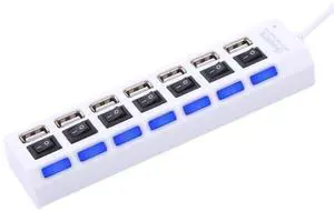 High Speed 480Mbps 7 Port USB 2.0 Hub w/ Individual Power Switches and LEDs,USB Splitter Adapter Port For Laptop PC Computer Peripherals Accessories High Speed 480Mbps 7 Port USB 2.0 Hub w/ Individual Power Switches and LEDs,USB Splitter Adapter Port For Laptop PC Computer Peripherals Accessories