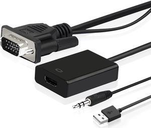 VGA to HDMI Output, HD 1080p TV AV HDTV Video Cable Converter Adapter with Audio for HDTVs, monitors,display