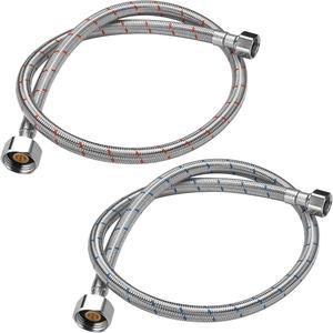 Aquaterior 2 Pack 28" Faucet Supply Line Stainless Steel Hose Hot Cold Water