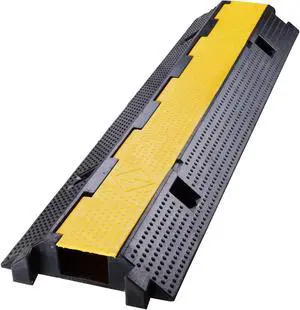 Yescom Heavy Duty Rubber Cable Ramp Protector 1 Channel Floor Cover 2 3/8" Height Durable Outdoor Electrical Wire Cord Guard 22000 Lbs