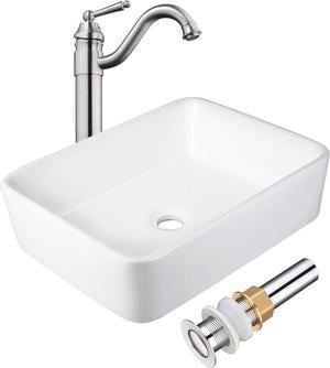 Aquaterior 19"x15"x5" Ceramic Above Counter Sink with Single-hole Faucet Bathroom Toilet