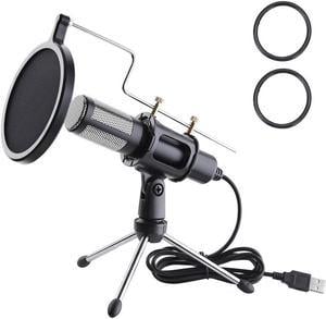 Condenser USB Microphone w/ Tripod Stand for Game Chat Studio Recording Laptop Computer