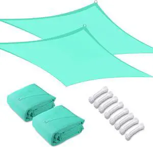 Yescom 2 Pack 16x12 Ft 97% UV Block Rectangle HDPE Sun Shade Sail Heavy Duty Yard Pool