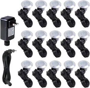 15pcs LED Deck Light Garden Mall Stair Yard Landscape Warm White Lamp Waterproof