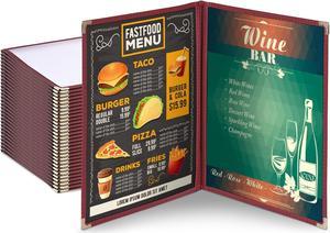 30 Nontoxic Menu Cover 8.5x11 2 Page 4 View Double Fold Stitch Corner Restaurant