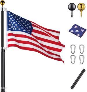 6 Ft Sectional Indoor Flag Pole Kit Eagle Topper Aluminum 3x5 Ft US Flag & Base